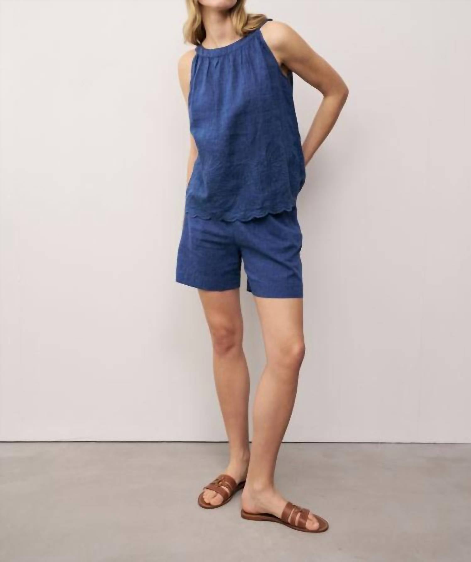 0039 Italy BELLA LINEN SHORT in navy - women's shorts - view 4