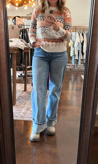 Mica Denim - Cuff Hem Super High Wide Leg Jeans