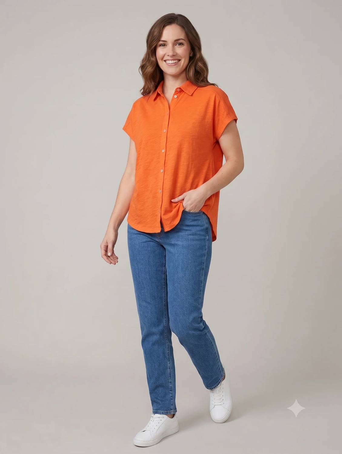 Elliott Lauren - Button Front Tee With Collar