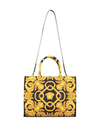 VERSACE Women's Medusa Barocco Canvas Tote Bag in black - women's bag - detail view
