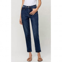 VERVET BY FLYING MONKEY Super High Rise Mom Jeans in dark indigo - women's jeans