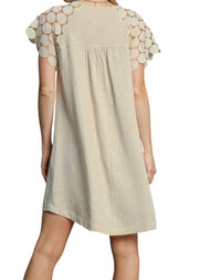 Umgee - GEOMETRIC SLEEVE MIDI LINEN DRESS