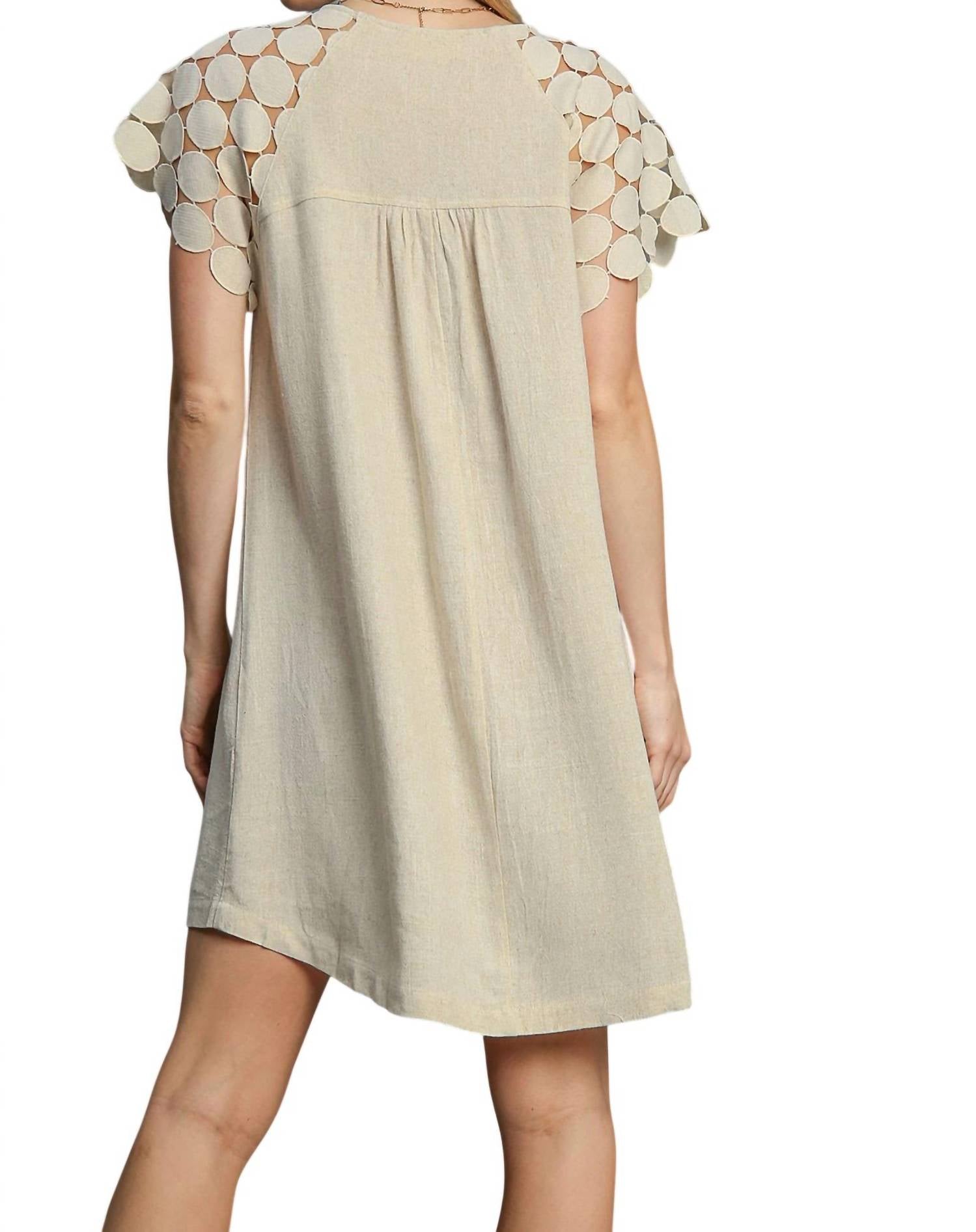 Umgee - GEOMETRIC SLEEVE MIDI LINEN DRESS