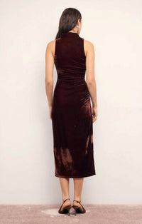 MINKPINK Sonja Velvet Midi Dress in chocolate 1 - women's dress - view 4