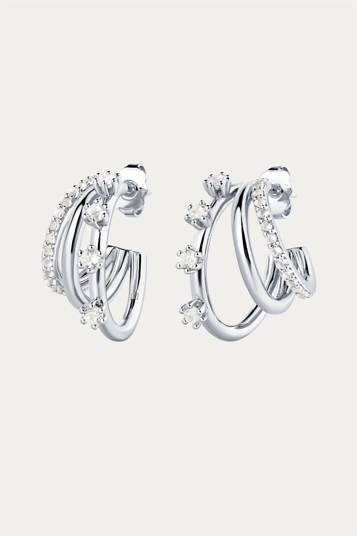 TRIPLE THREAT GEMSTONE HOOPS