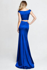 Sherri Hill Satin Two Piece Gown in navy - women's dress - alternate view