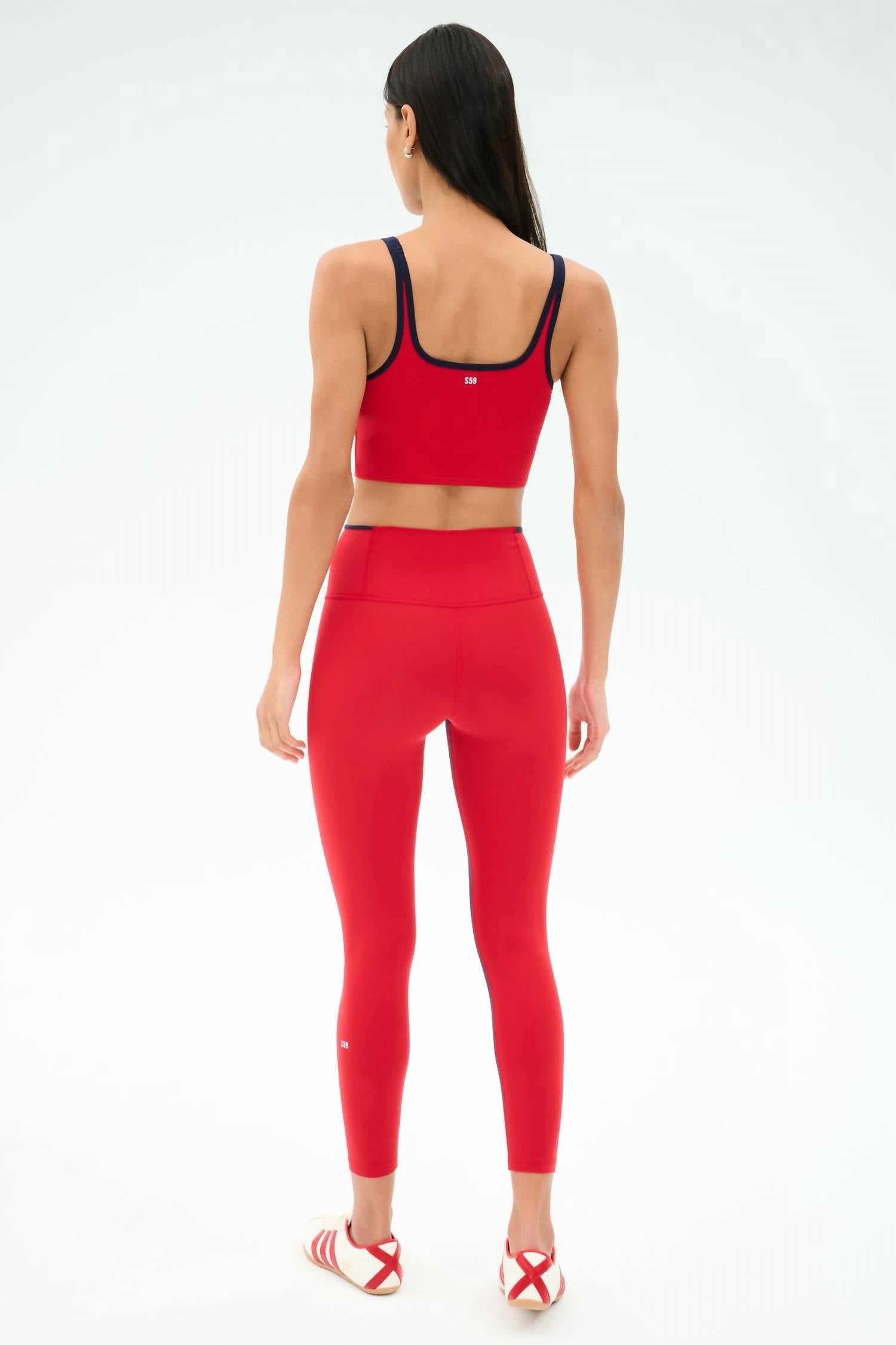 SPLITS59 Easton Rigor High Waist 7/8 Leggings in pirate red indigo - women's pants - detail view