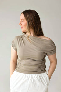Hem & Thread - Olivetta Asymmetrical Ruched Knit Top