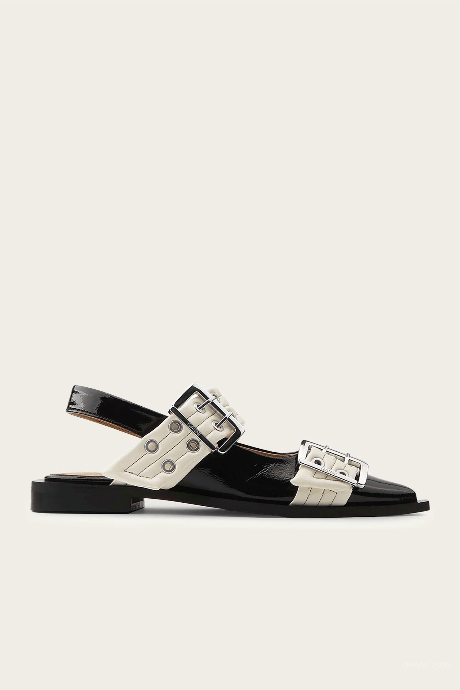 Ganni - Women's Feminine Buckle Ballerina Naplack Sandal