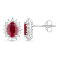 Diana M Jewels - Women's Oval Natural Ruby Stud Earrings (2.02 Ct) - Classic Plus