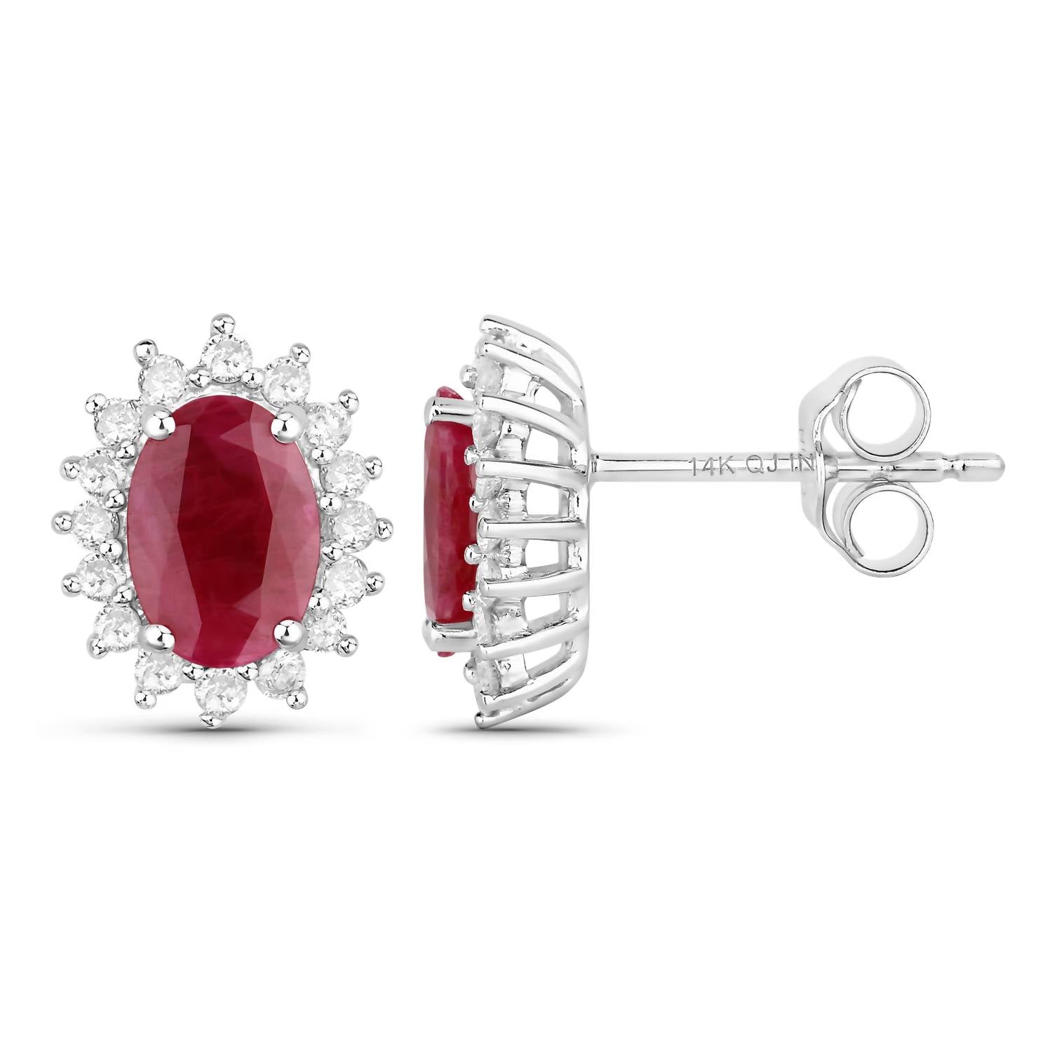 Diana M Jewels - Women's Oval Natural Ruby Stud Earrings (2.02 Ct) - Classic Plus