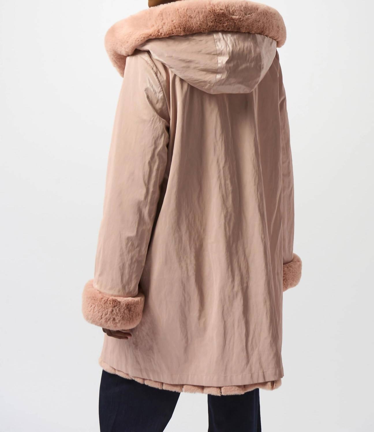 Joseph Ribkoff - Hooded Reversible Faux Fur Coat