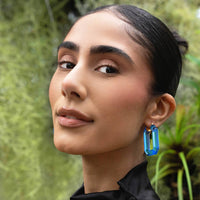 Gold & Honey - Women's Emerald Gem Lucite Hoop Earrings
