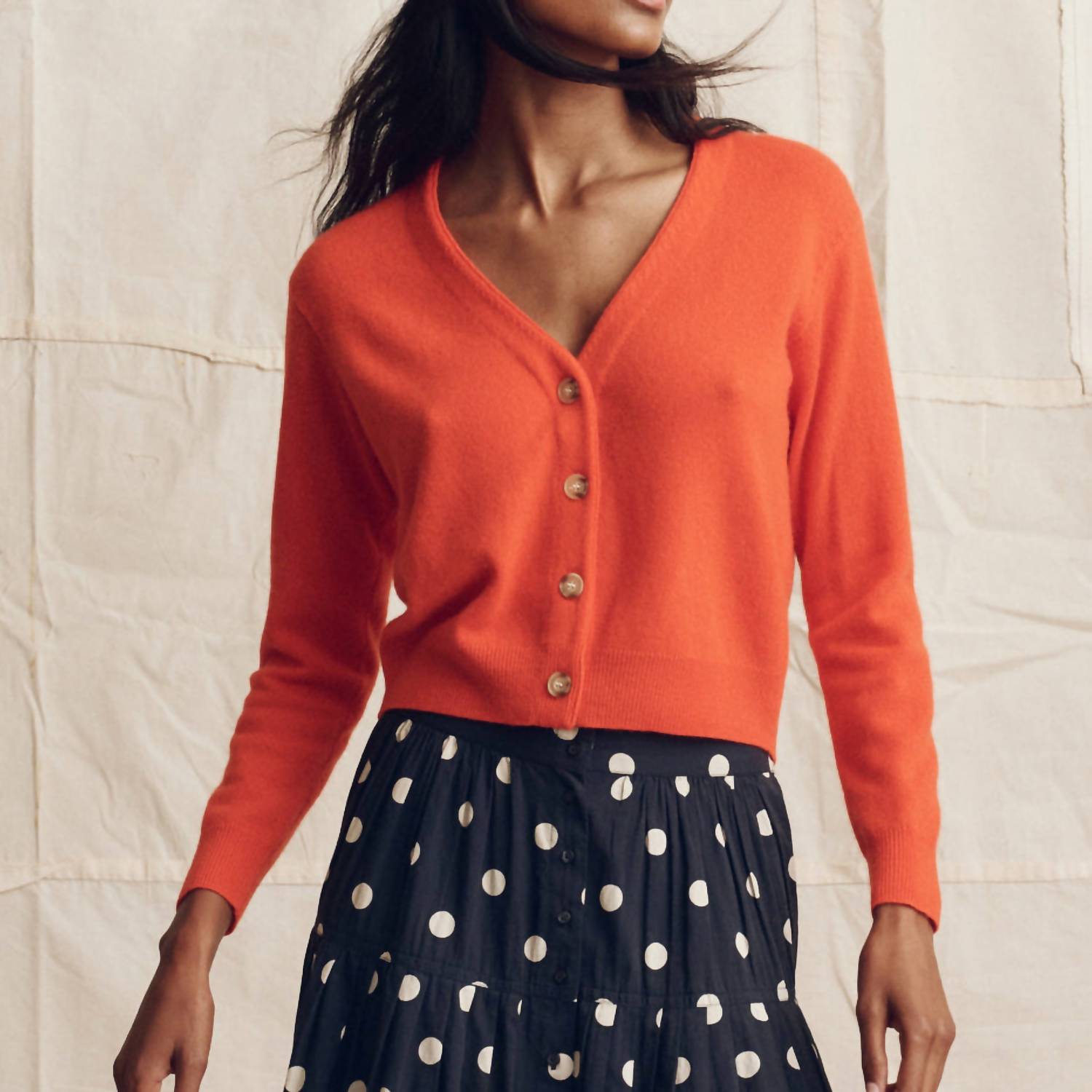The Great. - Cashmere Tiny V Neck Cardi Top