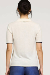 Current Air - U-shape Polo Short Sleeve Knit Top