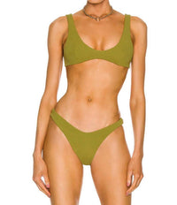 Haight Crepe Juliana Bikini Top in aloe green - women's swimwear