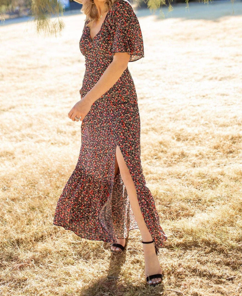 lovestitch floral maxi dress Acacia Floral Midi Dress Nude/Saddle/Peach / S