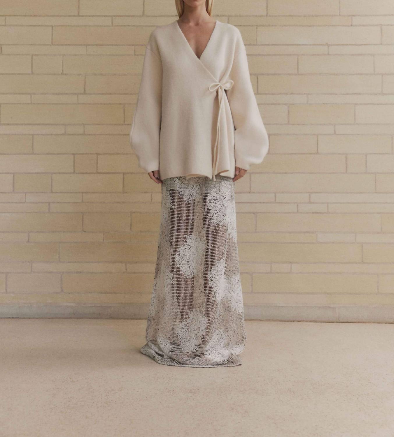 Curaae Seville Wrap Cardigan in ivory - women's cardigan