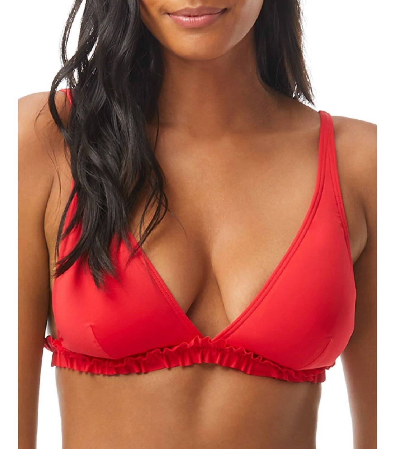 Kate Spade - Cabana Mini Ruffle French Bikini Top With Removable Soft Cups