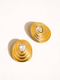 Flanerie By Maiq - Women's Dorée 18k Non-tarnish Oval Cubic Zirconia Stud Earring