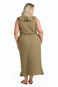 Fashion Szn Curve - Ruffle Wrap Sleeveless Midi Dress - Plus Size