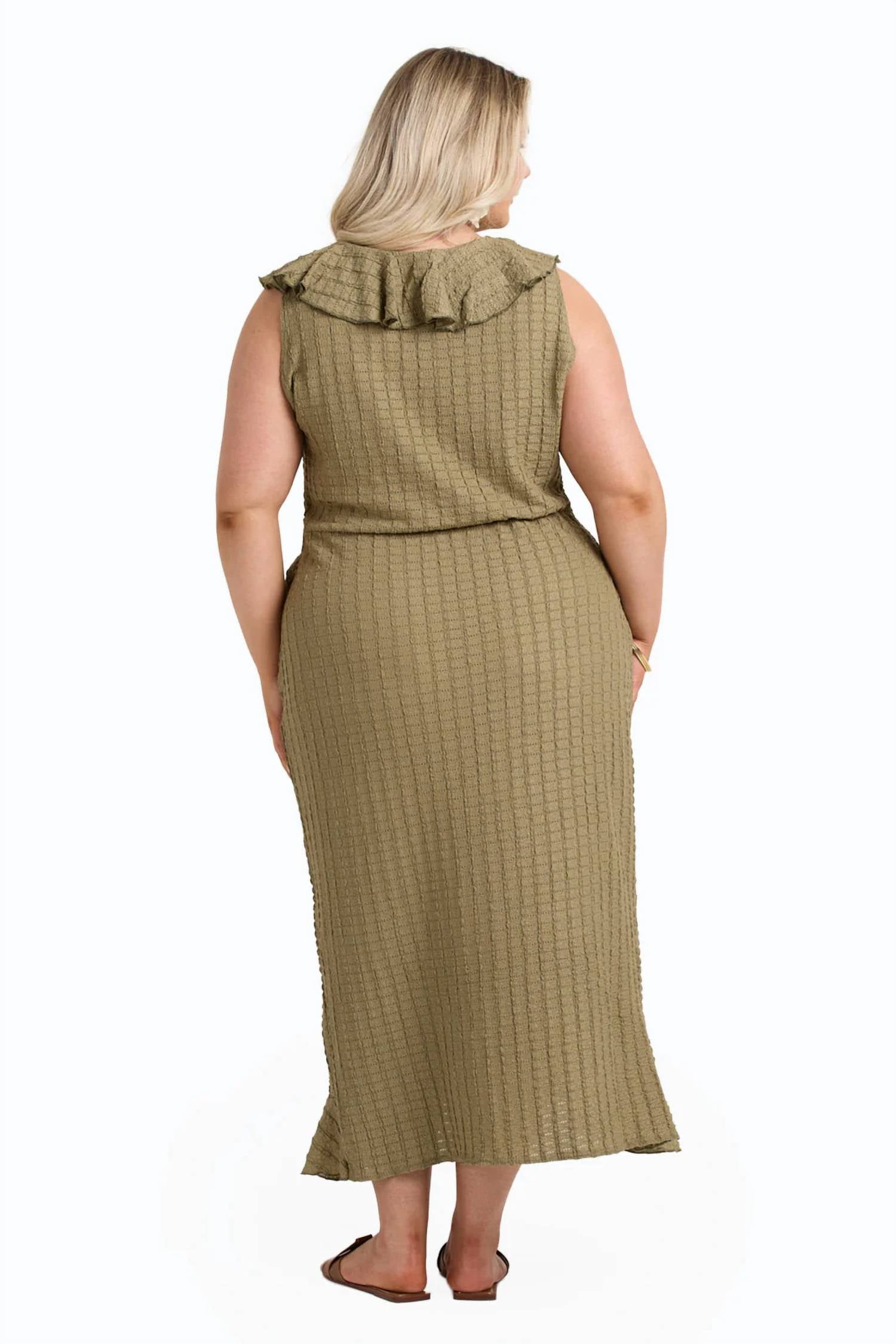 Fashion Szn Curve - Ruffle Wrap Sleeveless Midi Dress - Plus Size