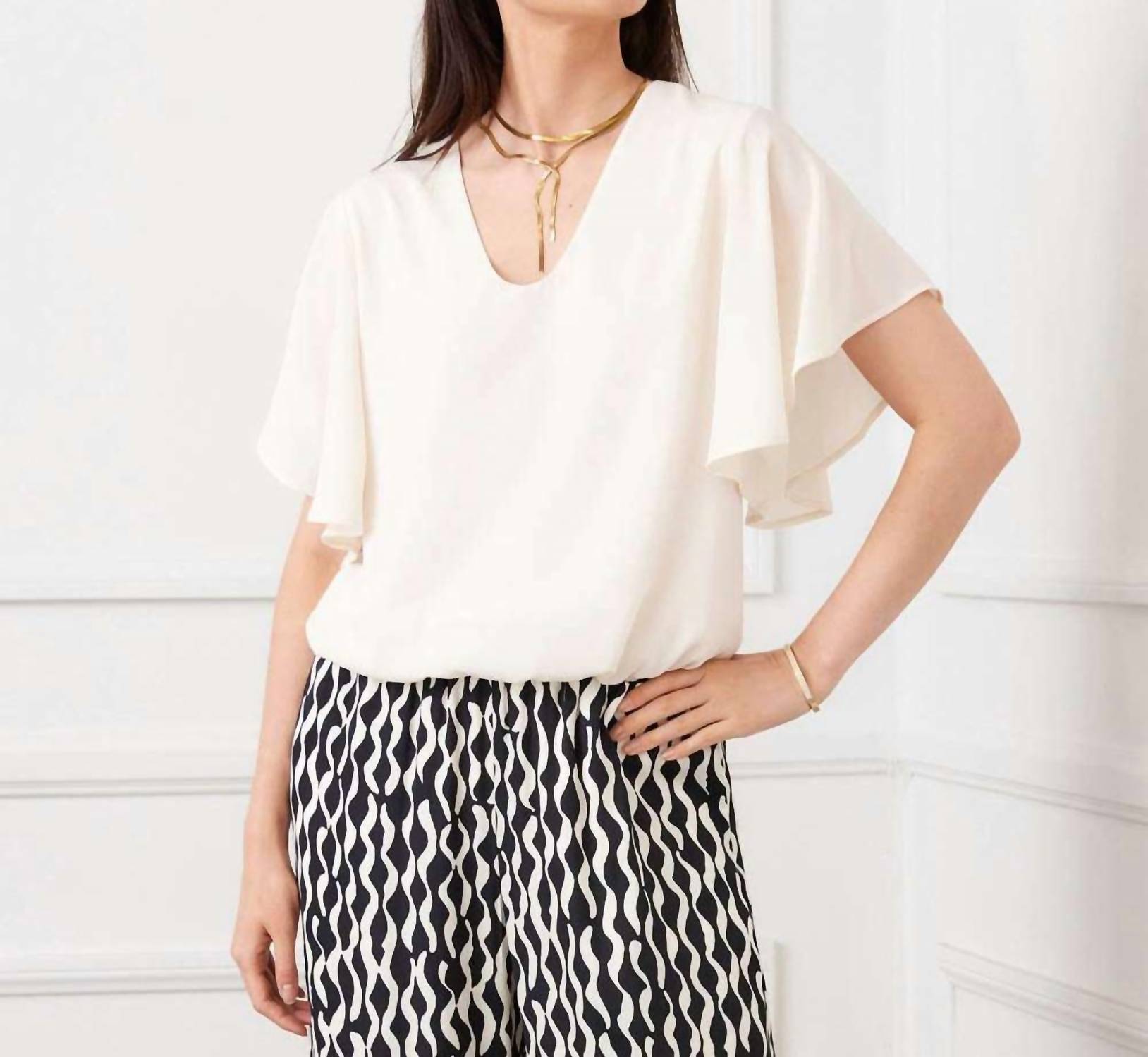 Karen Kane - Flutter Sleeve V-Neck Top