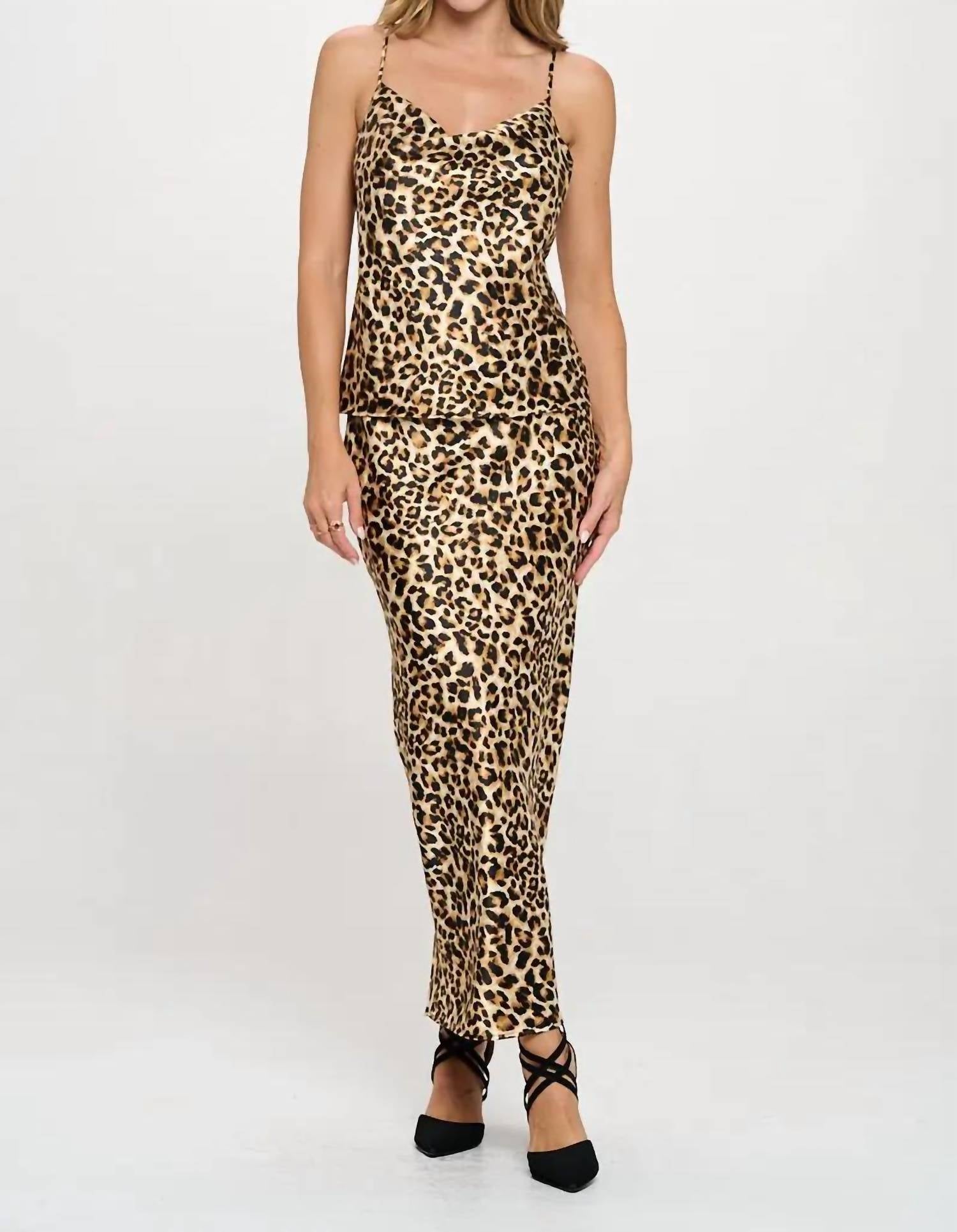 Renee C - Print Satin Cowlneck Top