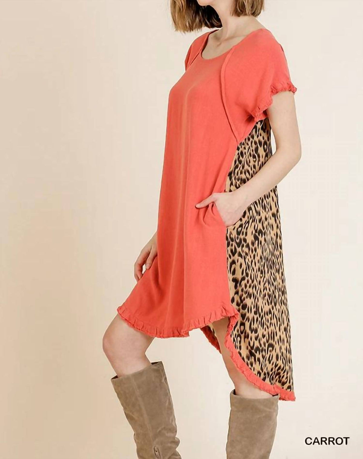 Umgee - Andrea Hi Low Leopard Back Dress