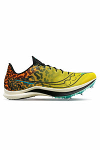 SAUCONY Women's Endorphin Cheetah Sprint Spike Shoes in 85 black vizi - women's shoe - detail view