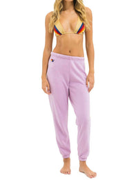 AVIATOR NATION Five Stripe Sweatpants in mauve white neon 1 - women's pants