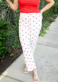 Sunday Edition - High Rise Polka Dot Barrel Cut Jean
