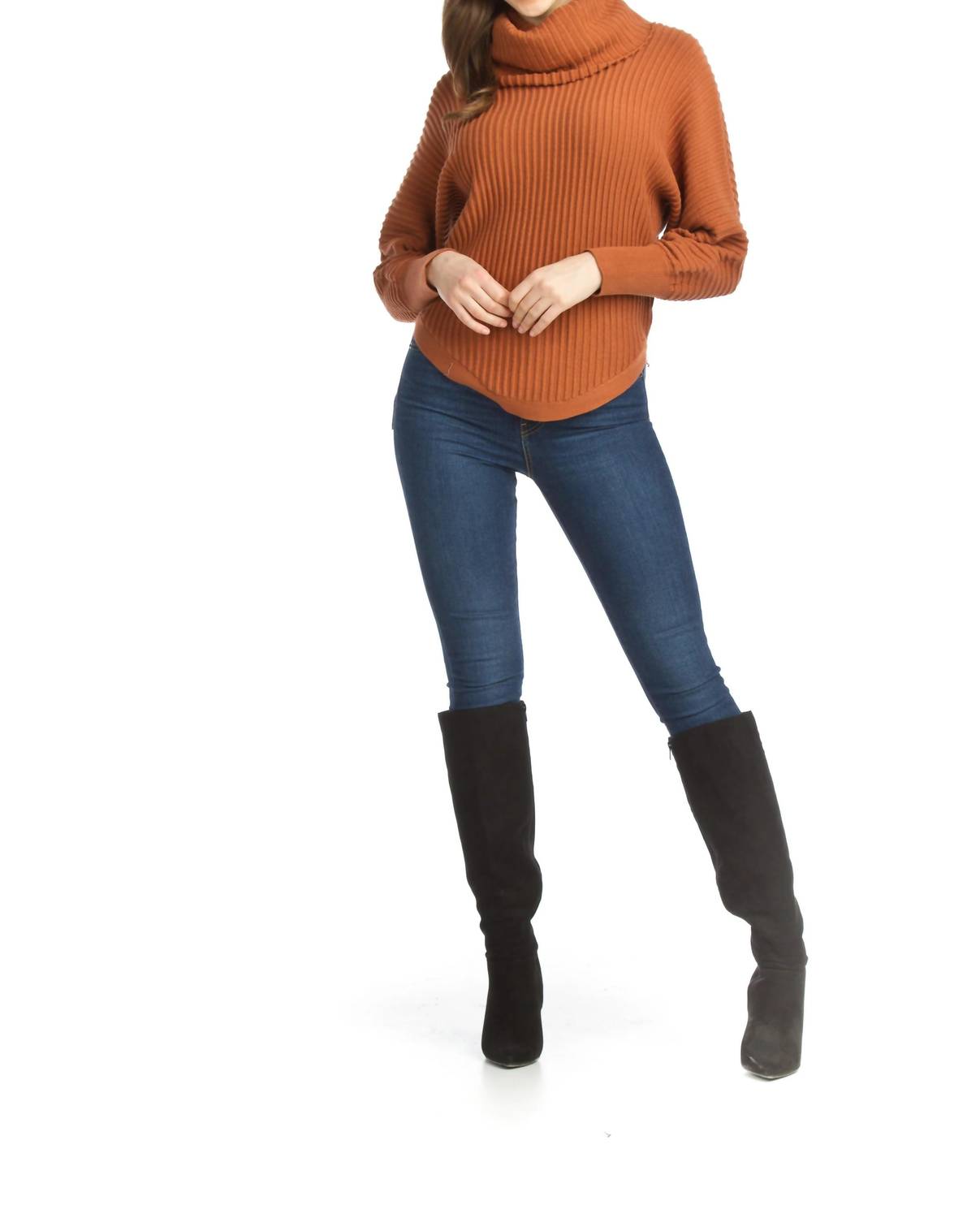 Papillon - Cowl Neck Ribbed Sweater