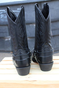 Laredo - Men's Harness Biker Cowboy Boot With Silver Toe And Heel Tips