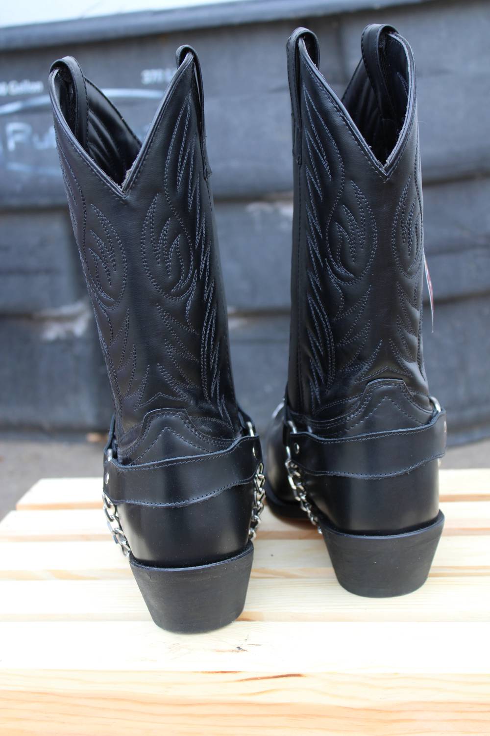 Laredo - Men's Harness Biker Cowboy Boot With Silver Toe And Heel Tips
