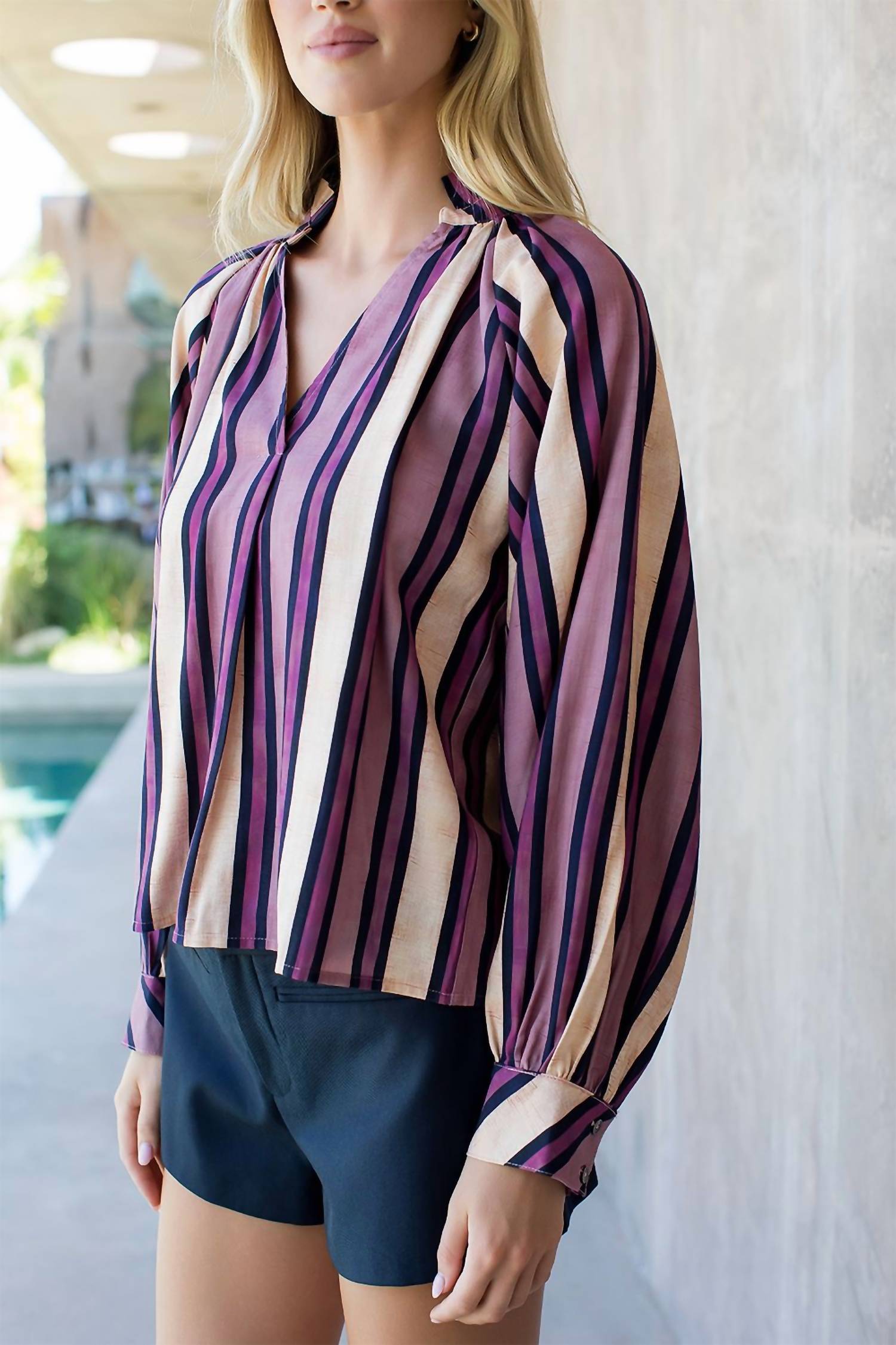 Thml - Long Sleeve Vertical Stripe Top