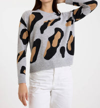 Brodie Cashmere - Abstract Leopard Crew Neck Jumper Sweater