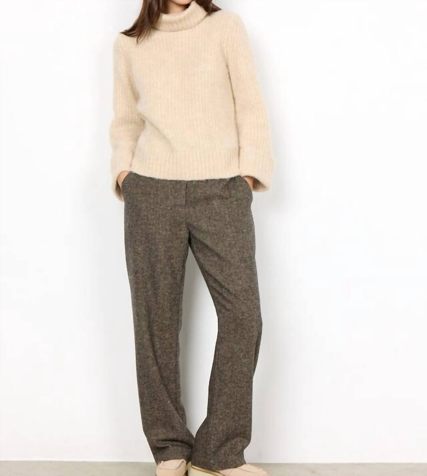 Soya Concept Torino Turtleneck Sweater Top in sand melange - women's sweater