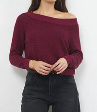 LAmade Carol Off The Shoulder Pullover in merlot - women's sweater