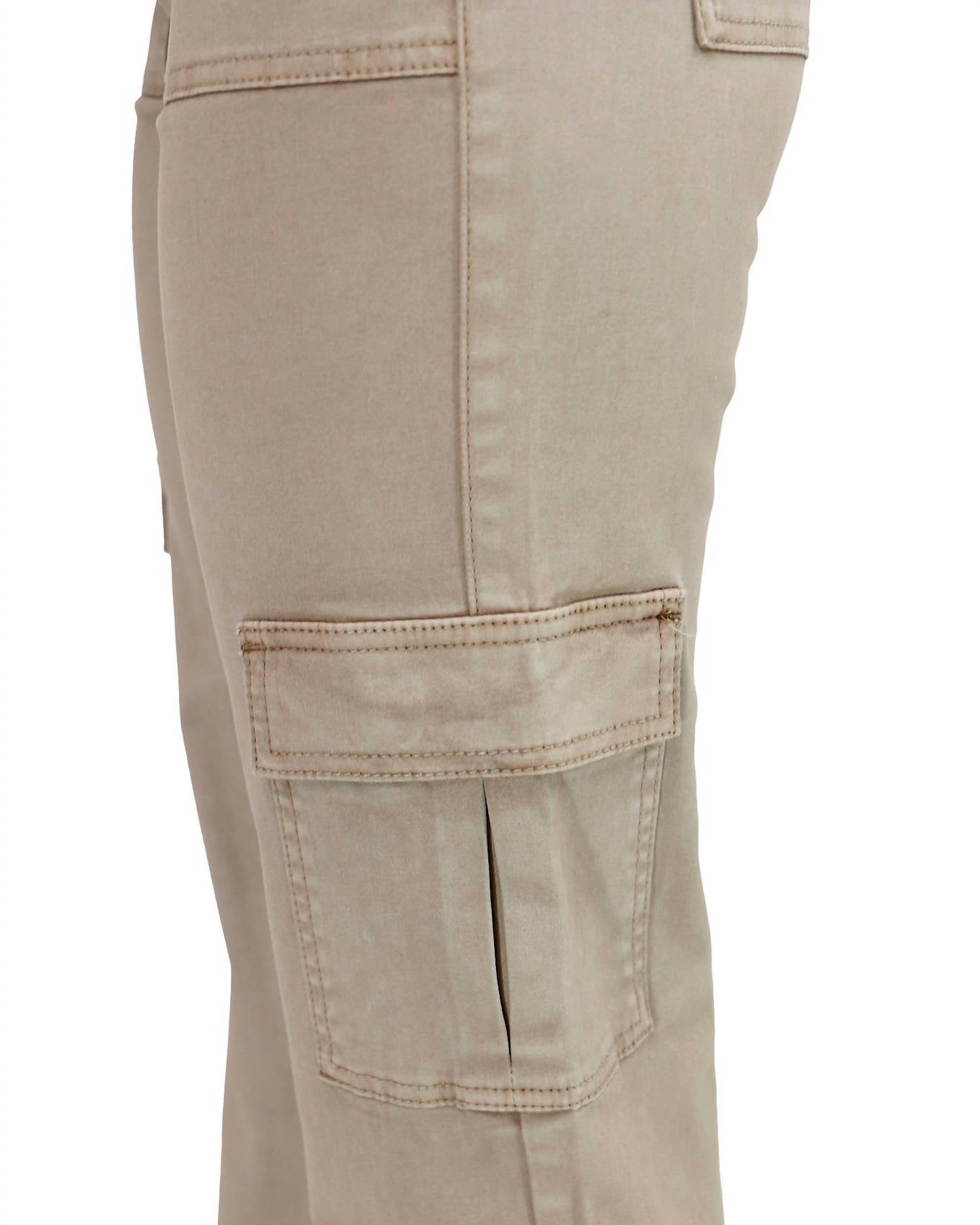 Grace and Lace Women's Sueded Twill Cargo Pants in khaki - women's pants - detail view