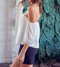 Do+Be - Eva Poplin Off The Shoulder Billowed Crop Blouse