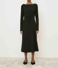 Meimeij - Boat Neck Twisted Waist Dress