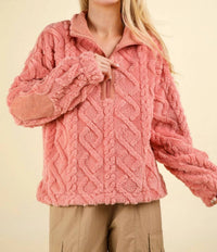Very J - Feeling Cozy Textured Fleece Pullover Jacket
