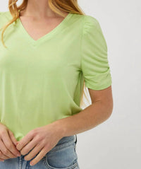 Esqualo - Puff Sleeve V Neck Modal Tee