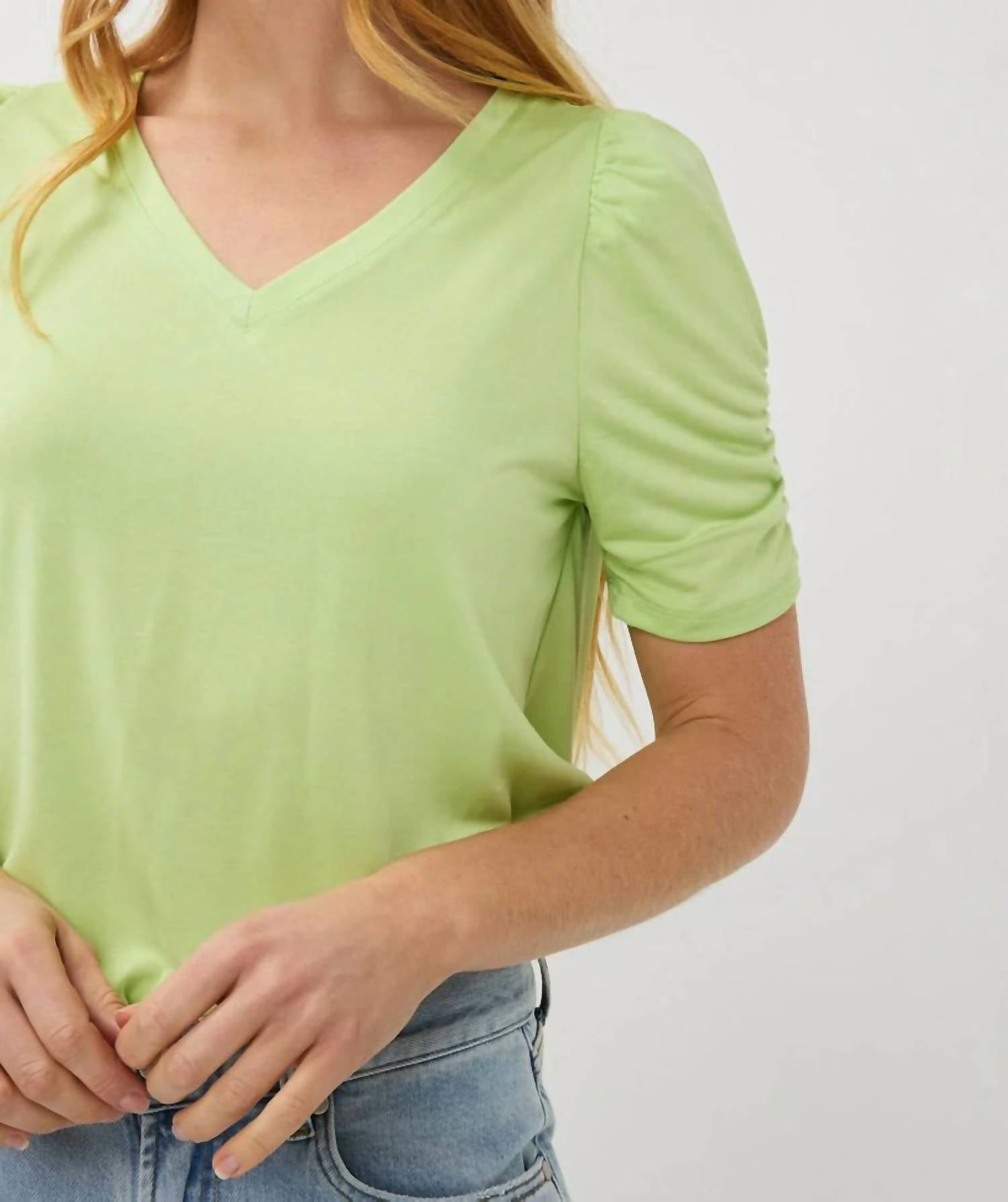 Esqualo - Puff Sleeve V Neck Modal Tee