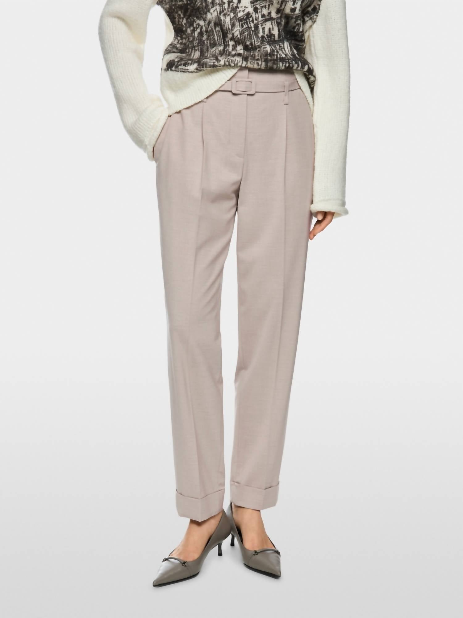 Marc Cain - FAQUS Trouser with high waist and belt City Tour theme