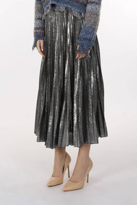 Beulah - Metallic Coated Pleat Maxi Skirt