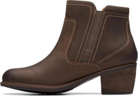 Clarks Women's Neva Zip Boot in taupe leather - women's shoe - detail view