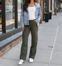Grace and Lace Women's Sueded Twill Cargo Pants in deep green - women's pants - view 7