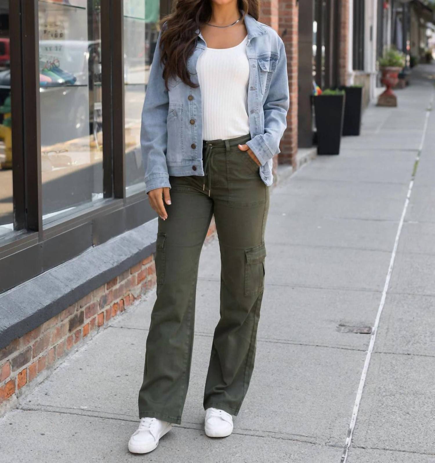 Grace and Lace Women's Sueded Twill Cargo Pants in deep green - women's pants - view 7